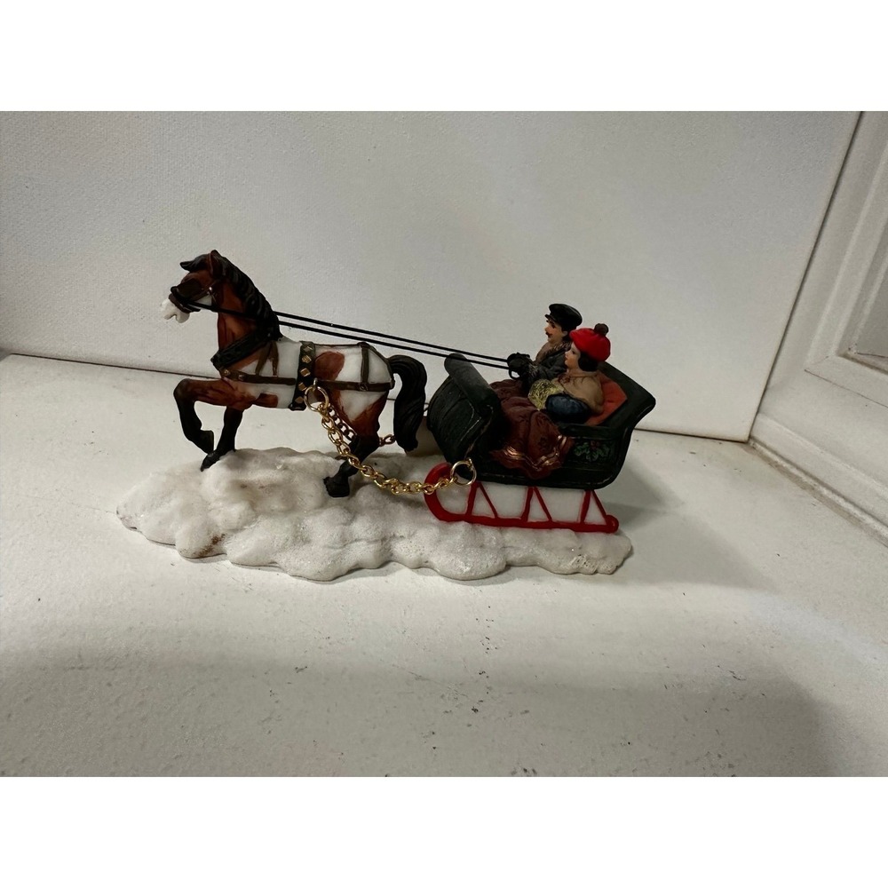 Santa's Workbench Horse Sleigh Lady Man Carriage Christmas Decor #4330726 NOS